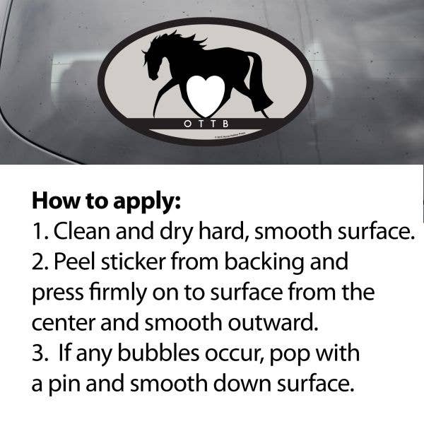 Horse Sticker: instructions on how to apply 1,2,3
