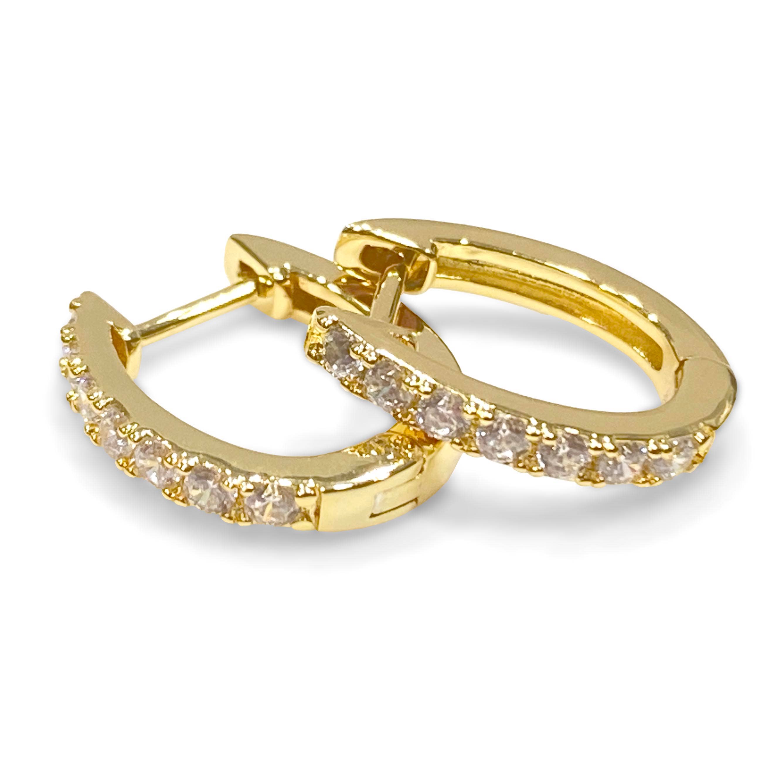 Horseshoe Hinge Earrings CZ Stones