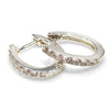 Horseshoe Hinge Earrings CZ Stones - Silver hoop earrings with glittery detailing on a white background