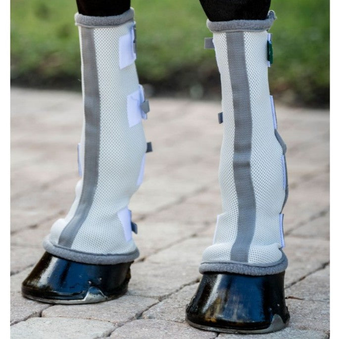 Horseware® Fly Boots - Set of 2 Silver Titanium Front view