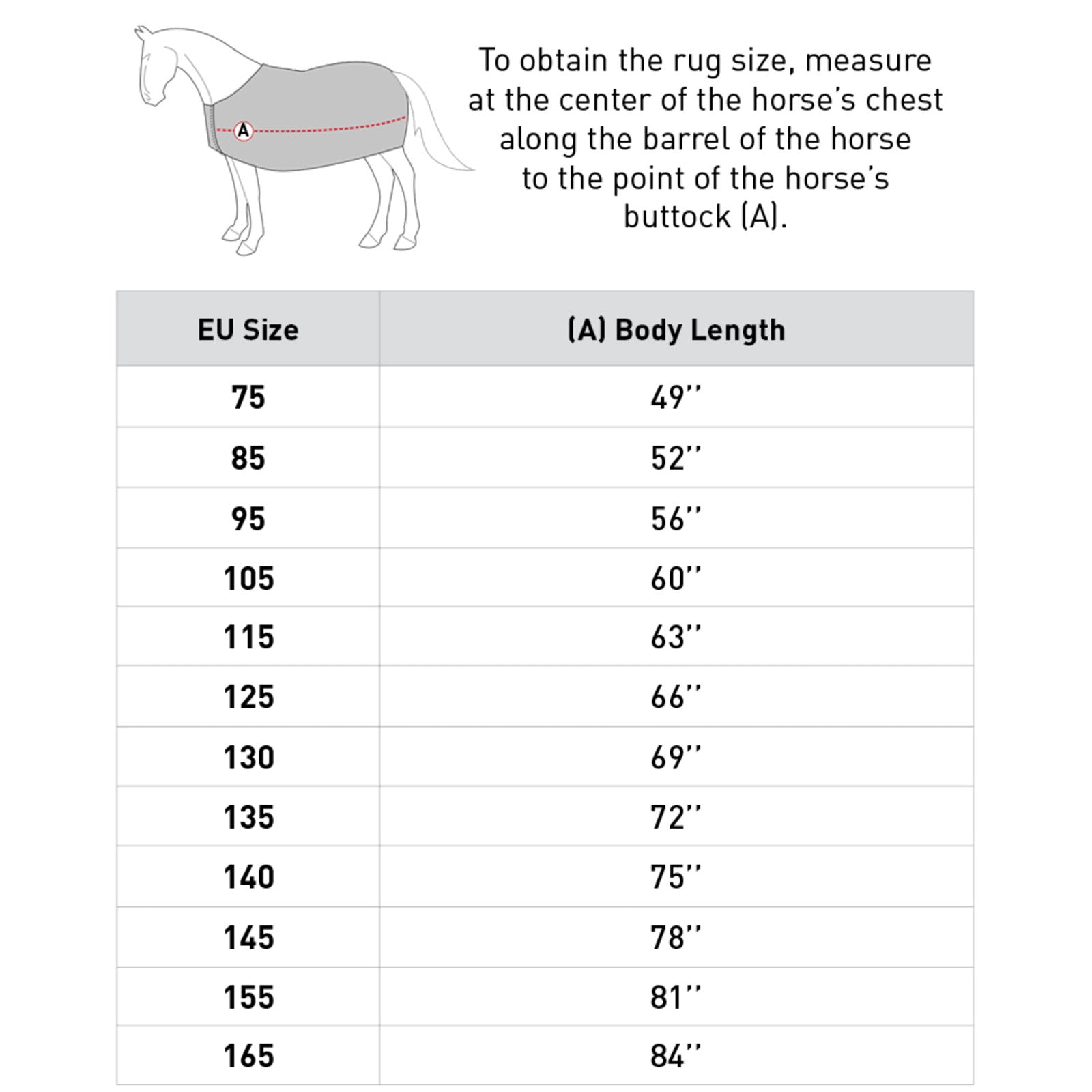 Horze Kiel Fleece Cooler Size Guide