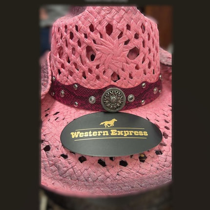 WE Straw Western Hat pink