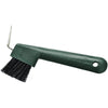 Tough1 Hoof Pick / Brush Combo in hunter green with hole for hanging.