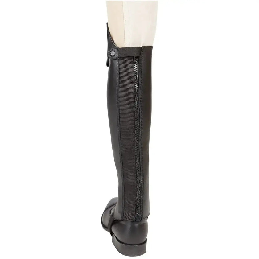 Huntley Equestrian Custom Fit Premium Leather Half Chaps back view single half chap