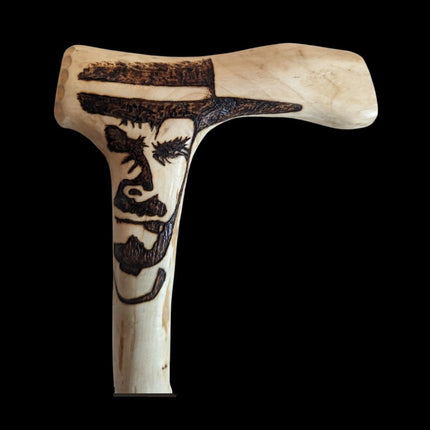 KHS-C Clint Eastwood Handmade Walking Cane with Decorative handle with tribal patterns on a black background