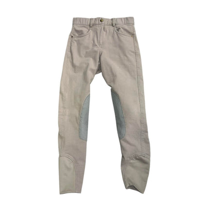 KHS-E 24R Ovation Knee Patch Breech - Beige riding pants with gray patches on a white background