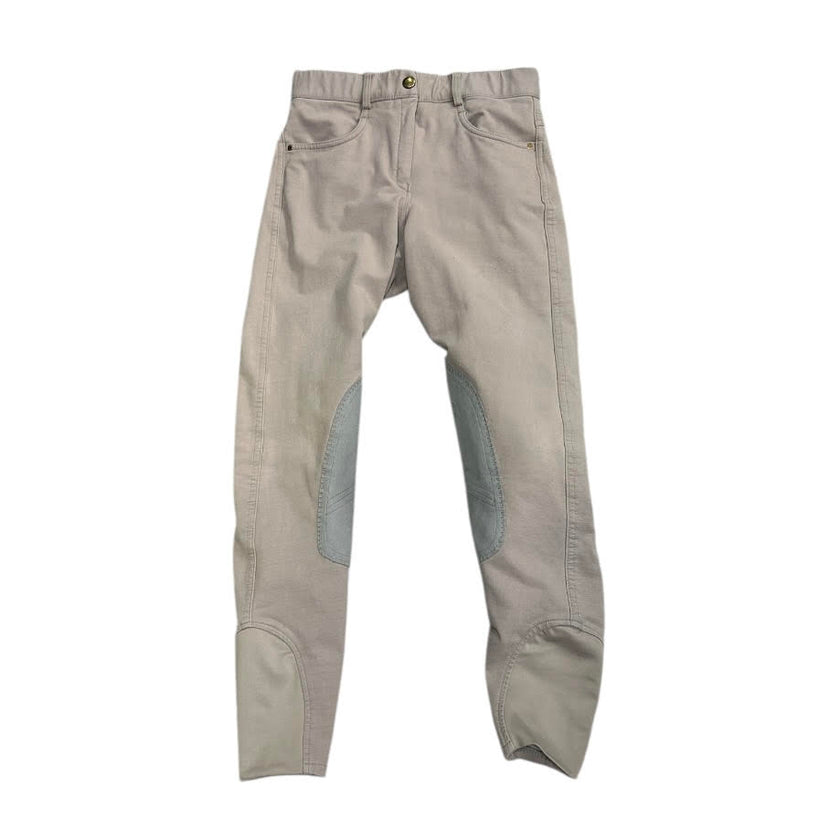 KHS-E 24R Ovation Knee Patch Breech - Beige riding pants with gray patches on a white background