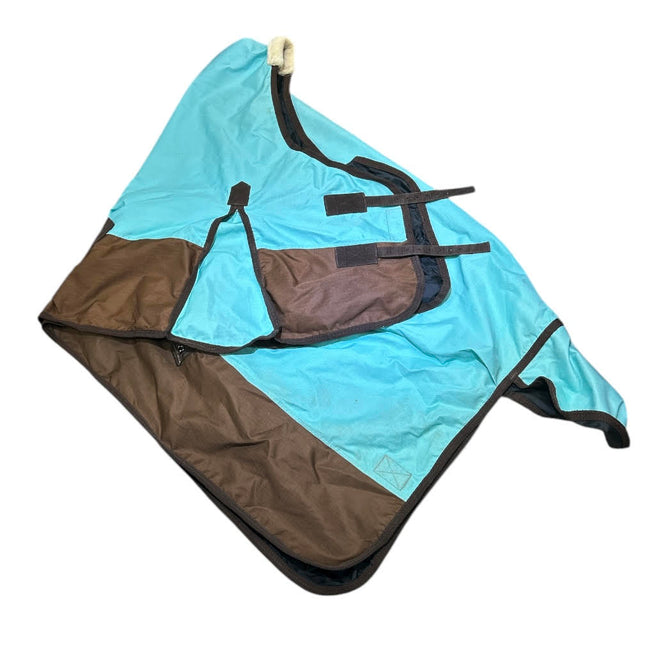 KHS EXCHANGE BROWN AND LIGHT BLUE 72 inch Reinsman Rain Sheet  WITH TAIL COVER