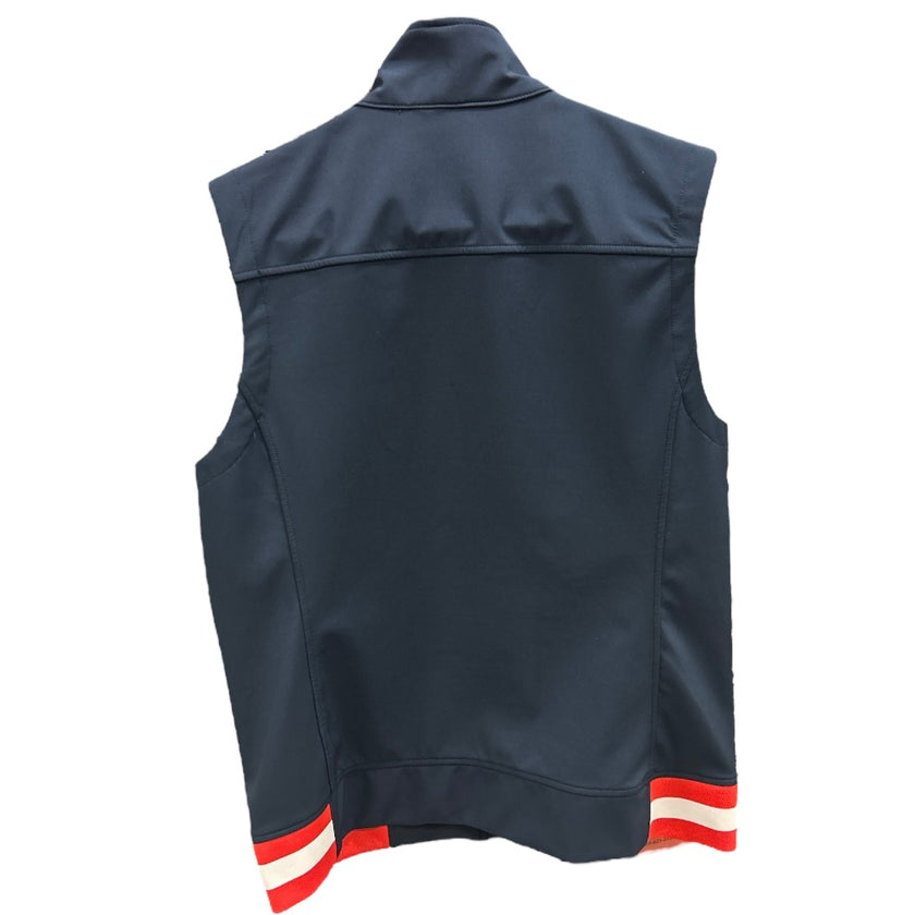 KHS-E Ariat® Vest back showing the red and white elastic trim on the lower edge