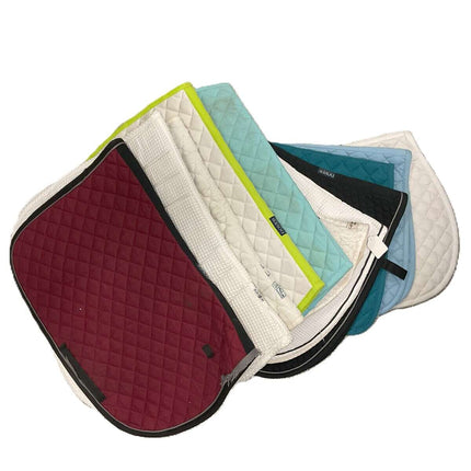 KHS-E Assorted English Saddle Pads showing some of the options in color and style of the assorted pads available.