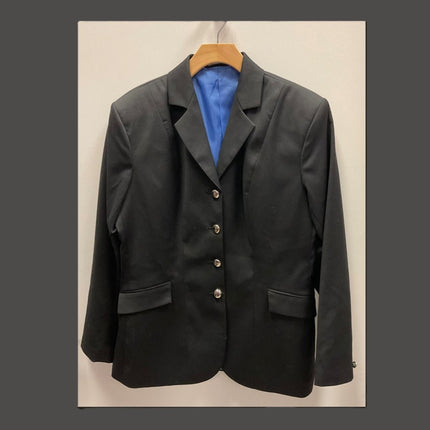 KHS EXCHANGE Devon-Aire Black Show Jacket with blue lining (size 12R) and four buttons