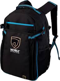 Black backpack with blue accents and a visible brand logo KHS-E Noble Outfitters Ringside Pack