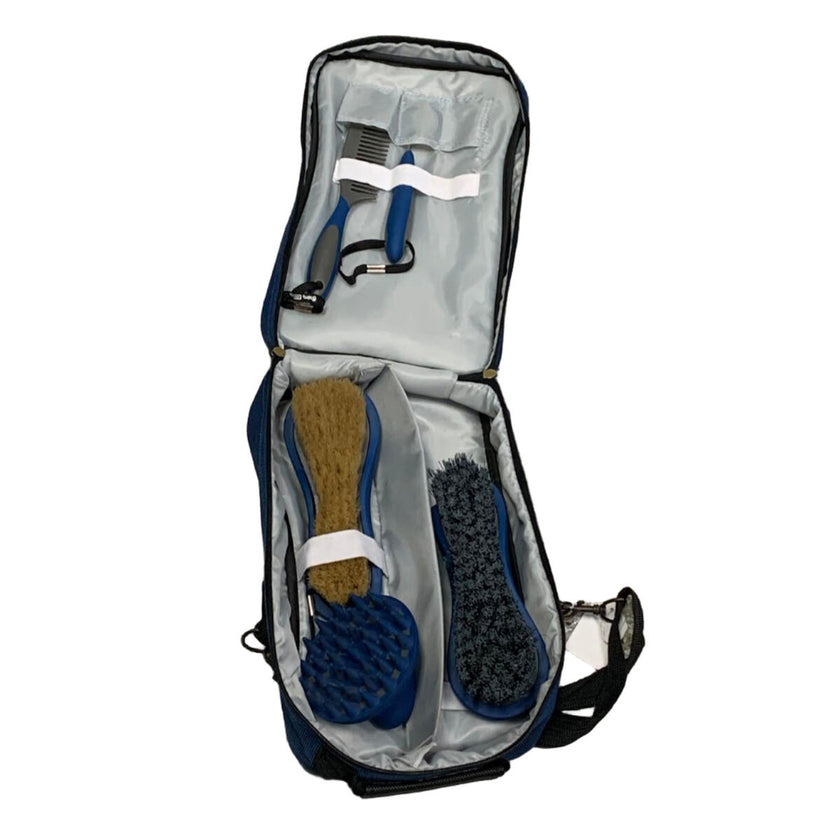 KHS-E Oster Grooming Set - Open grooming bag with brushes and tools on a white background