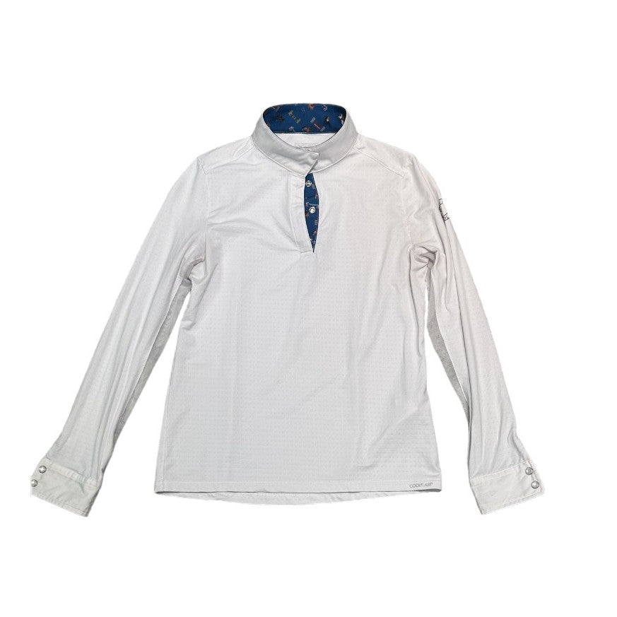 KHS-E Riding Sport™ Children's white show shirt (size L) with colored
pattern in collar and cuffs.