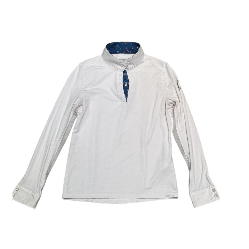 KHS-E Riding Sport™ Children's white show shirt (size L) with colored
pattern in collar and cuffs.