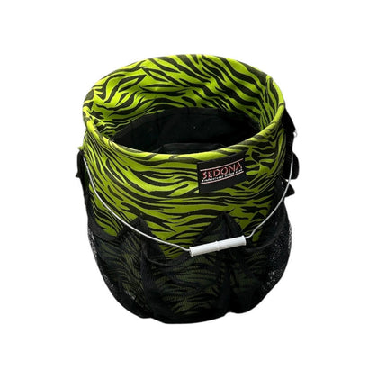Green and black patterned KHS EXCHANGE Sedona Grooming Bucket with a brand label 