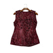 KHS-E Small Western Sequin Vest - burgundy sequin dress on a hanger against a white background