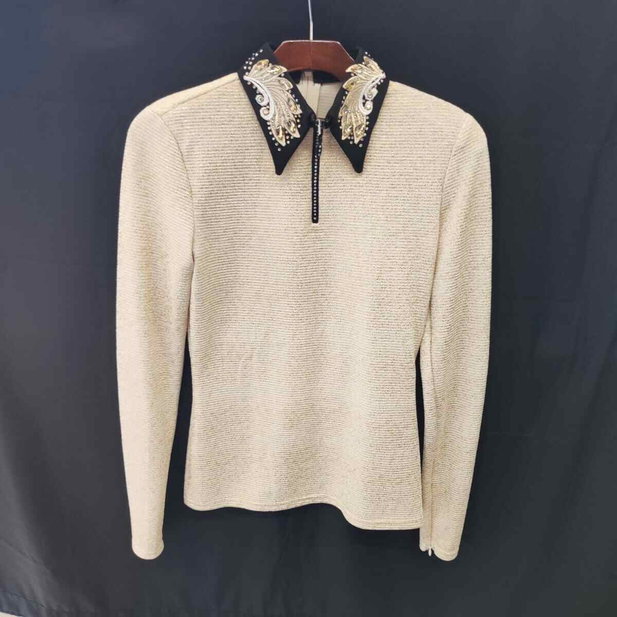 KHS-E Western Collections Show Shirt with decorative black and gold collar.