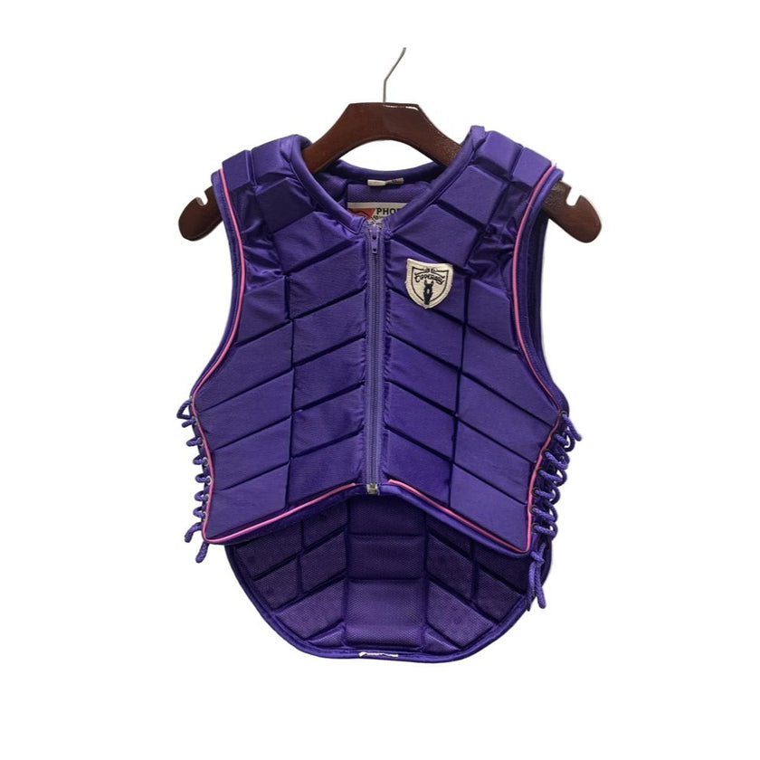 KHS-E Youth L Tipperary Safety Vest - Purple protective vest on a hanger with a white background