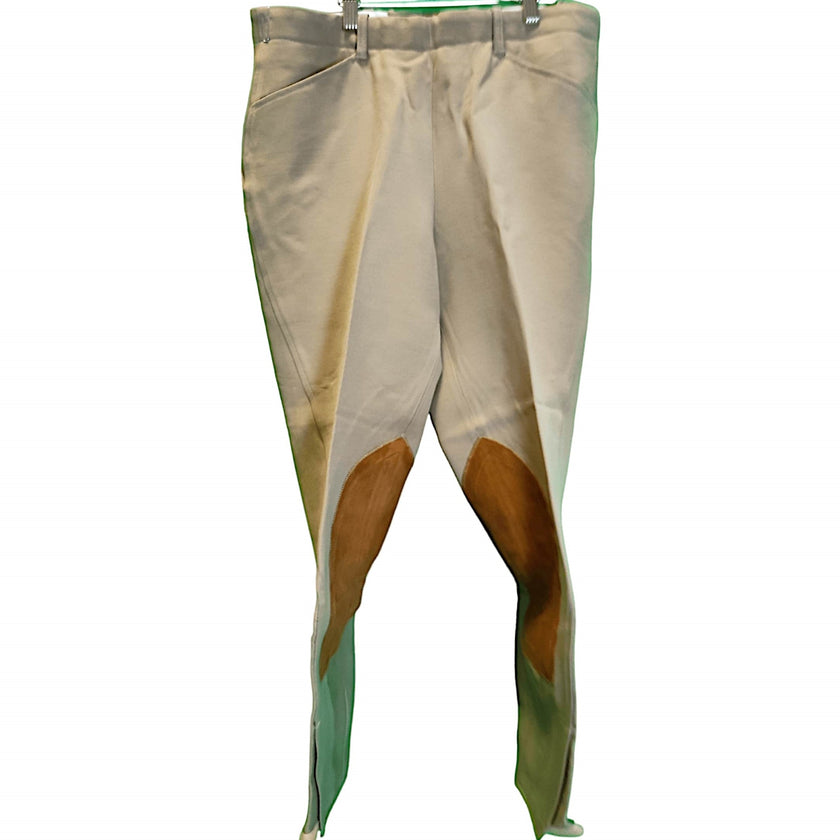 Custom Riding Apparel Breeches with Brown Knee Patch