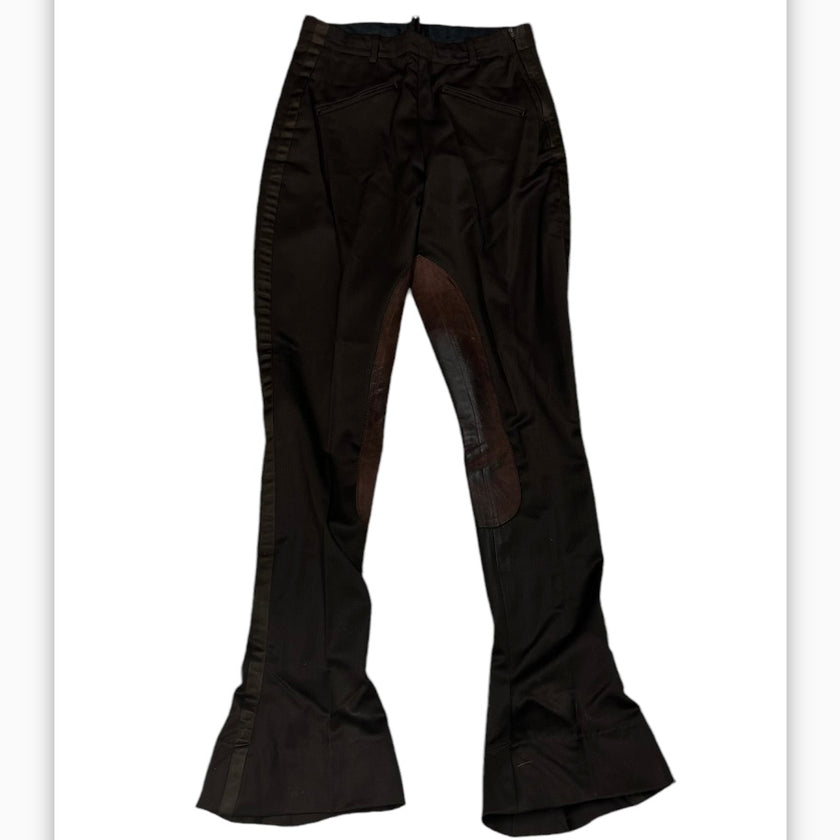 Brown full length pant with knee patches and flare