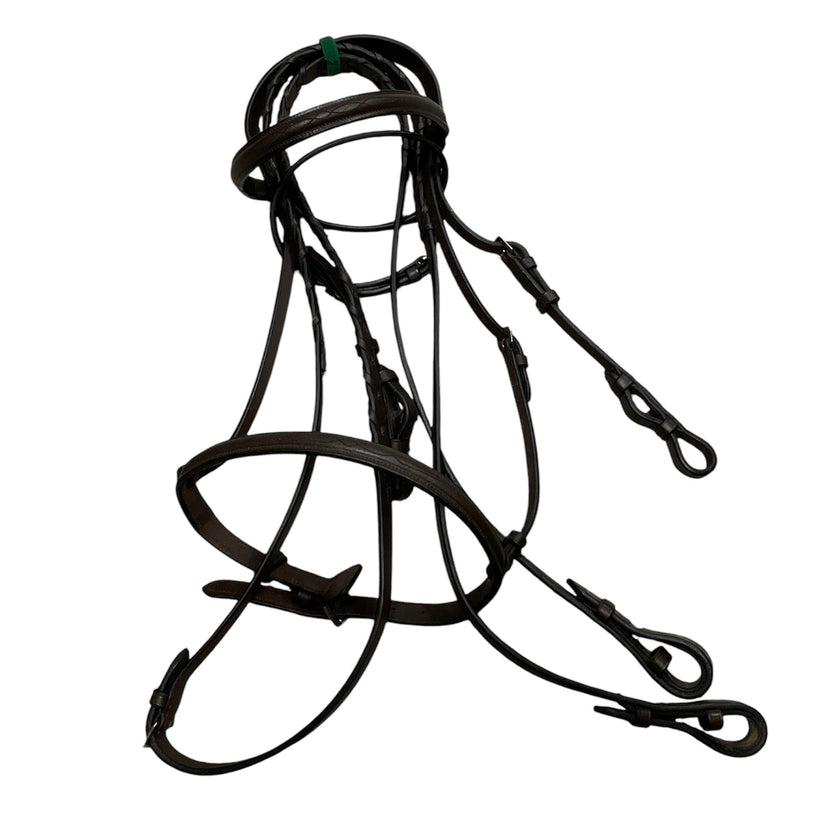 KHS EXCHANGE Pony Premier Raised Fancy Stitched Hunter Bridle and Reins