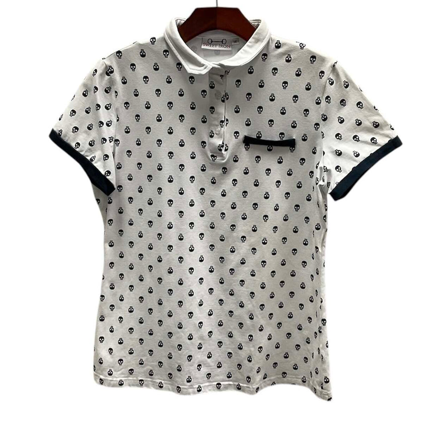 KHS EXCHANGE Sweet Iron Equestrian Polo 14 White with Navy Skulls