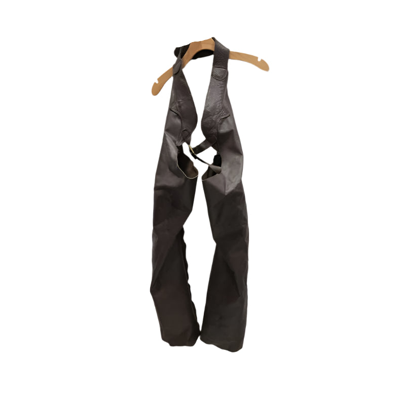 KHS EXCHANGE Vintage Custom Made Smooth Brown Leather Chaps