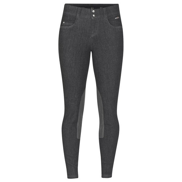 Kerrits Stretch Denim Knee Patch Riding Breech Charcoal front view