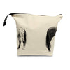 Kissing Horses Project Bag back side with horse rump design on a beige background