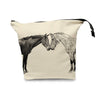 Kissing Horses Project Bag with illustration of two horses facing each other on a beige background