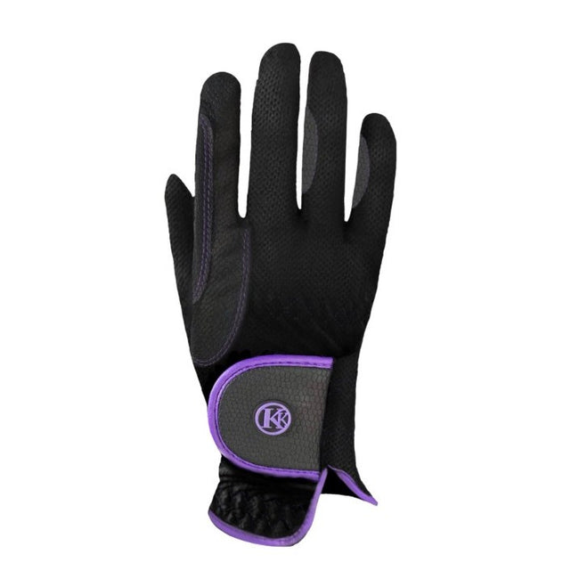 Kunkle Everyday Mesh Riding Glove Black with Purple trim