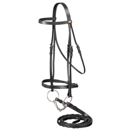 Laced Rein Snaffle Bridle Black - bit not included
