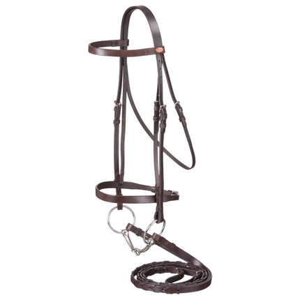 Laced Rein Snaffle Bridle Brown - bit not included