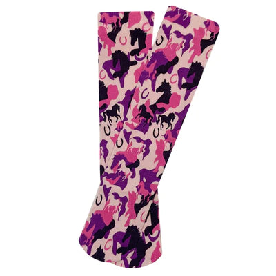 AWST Int'l Ladies Lila Camo Socks pink and purple horse pattern