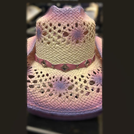 Lavender straw western hat