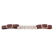 Leather Curb Strap with Double Chain - Brown leather curb strap with a nickel-plated double chain center and fully adjustable square buckle ends.