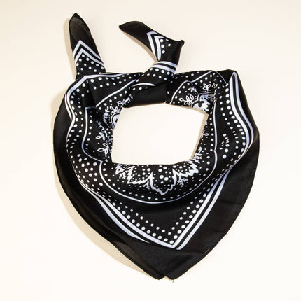 Light Paisley Design Square Scarf Black