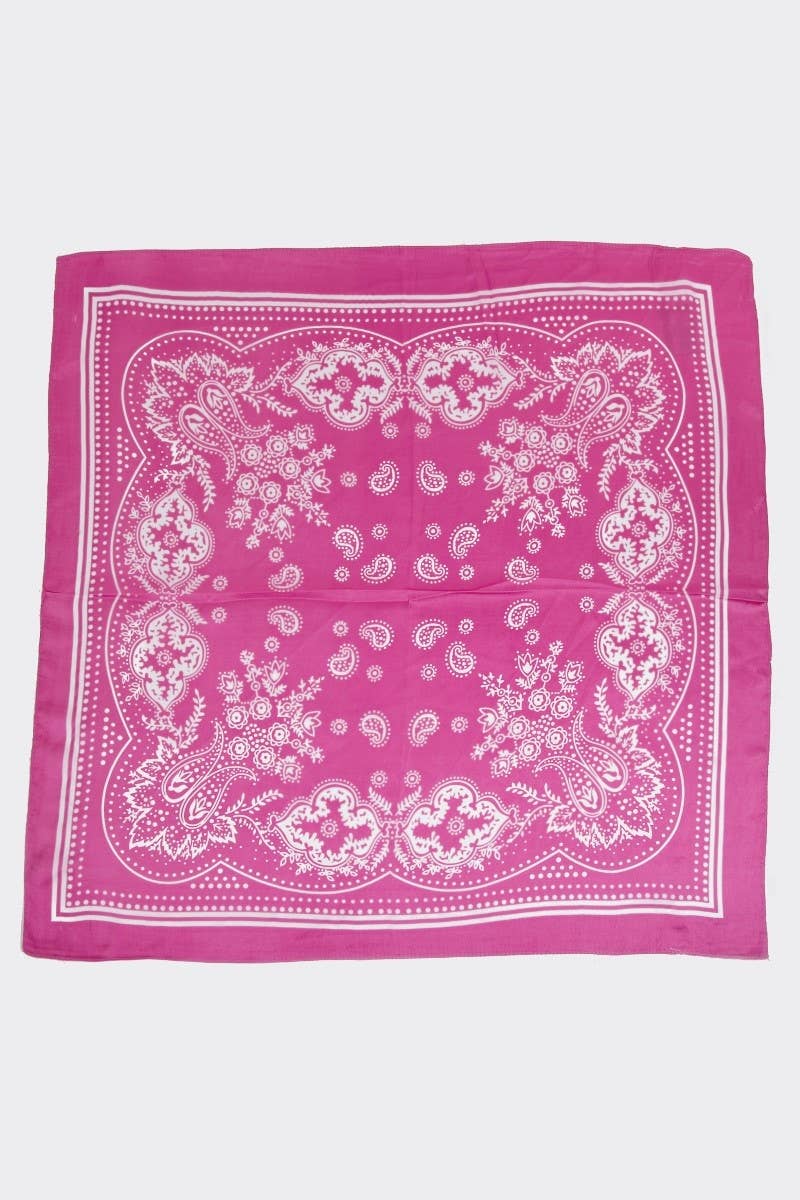 Light Paisley Design Square Scarf Fuchsia 