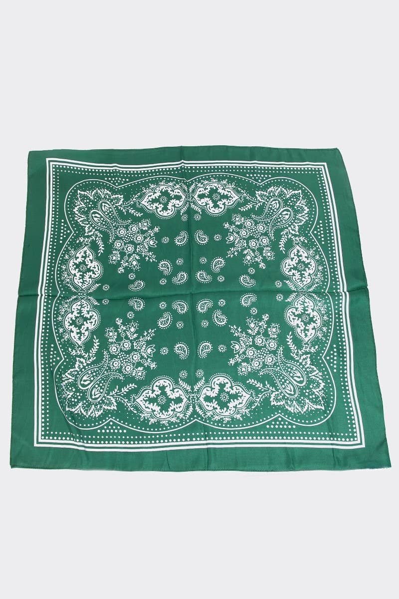 Light Paisley Design Square Scarf Green