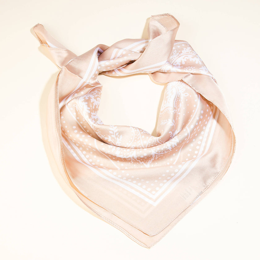 Light Paisley Design Square Scarf Ivory