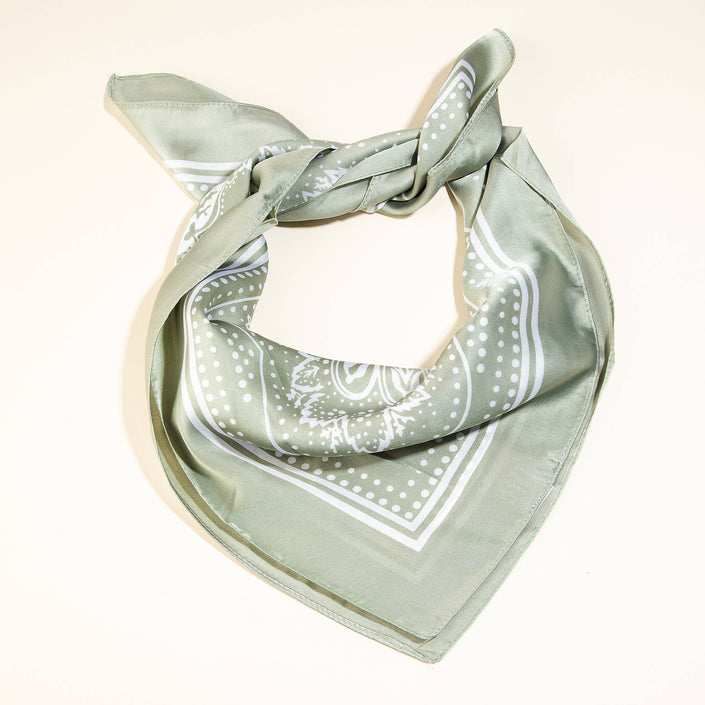 Light Paisley Design Square Scarf Mint