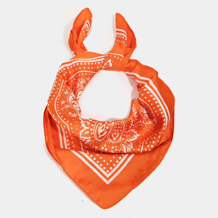 Light Paisley Design Square Scarf Orange