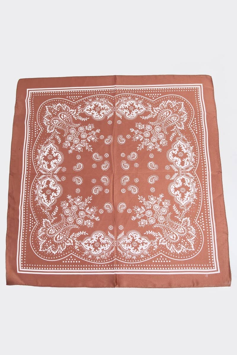 Light Paisley Design Square Scarf Taupe