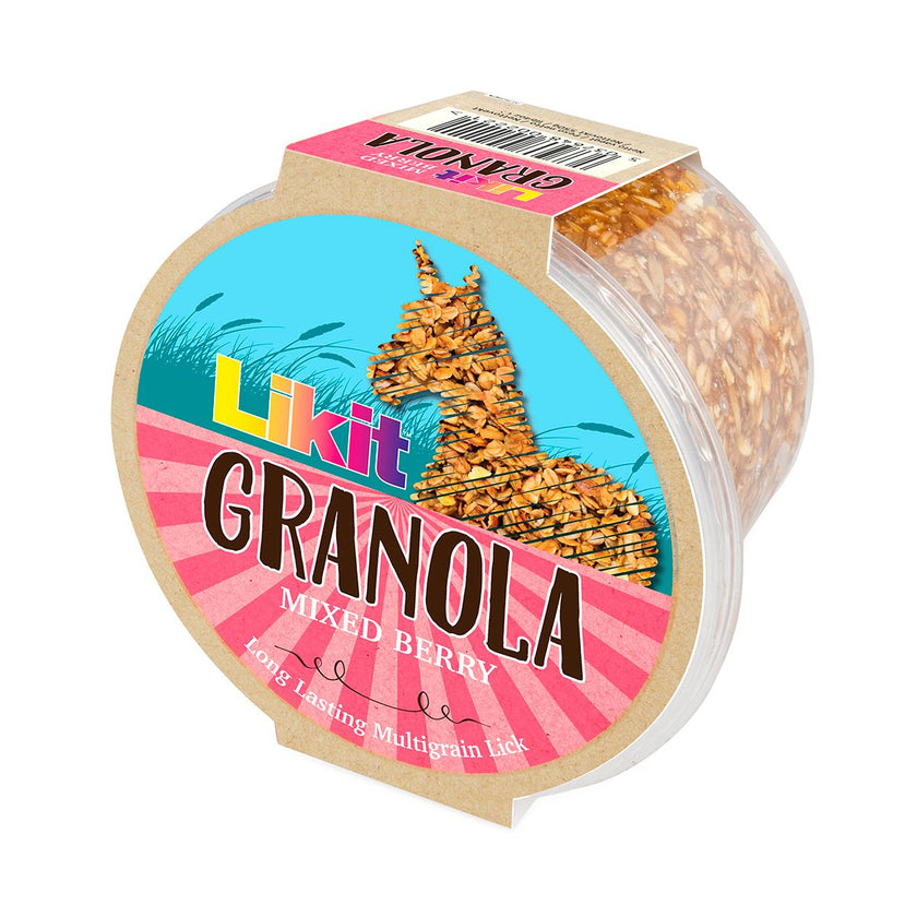 Likit Granola Refill mixed berry in pink and clear packaging.