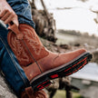 Men's Steel Toe Cowboy Safety Boots showing pull tab