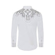 Men's Western Cowboy Embroidery Shirt - White shirt with intricate black embroidery and synthetic diamonds