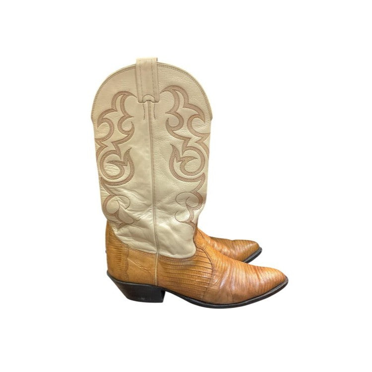 KHS-CONSIGNMENT Men's Nocona Vintage Cowboy Boots Cream/Tan, size 9.5D