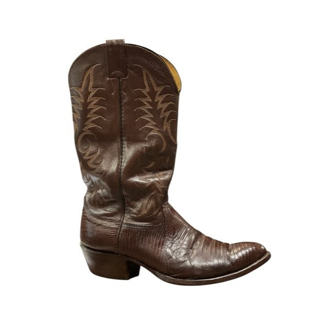KHS-CONSIGNMENT Men's Nocona Vintage Cowboy Boots in Dark Brown LIzardskin, size 9.5D