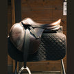 Millbrook Wide Stirrup Leathers - dark Brown leathers on a saddle as example